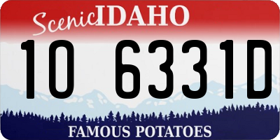 ID license plate 1O6331D