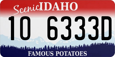 ID license plate 1O6333D
