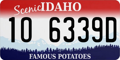 ID license plate 1O6339D