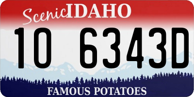 ID license plate 1O6343D