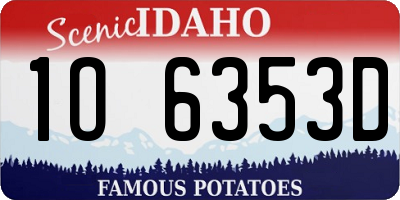 ID license plate 1O6353D
