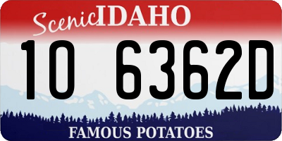 ID license plate 1O6362D