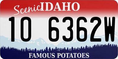 ID license plate 1O6362W