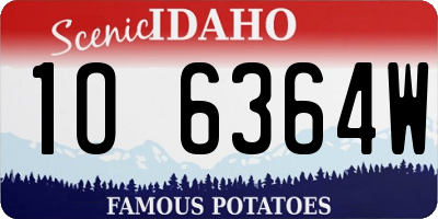 ID license plate 1O6364W