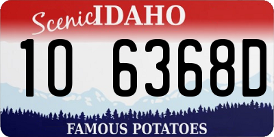 ID license plate 1O6368D