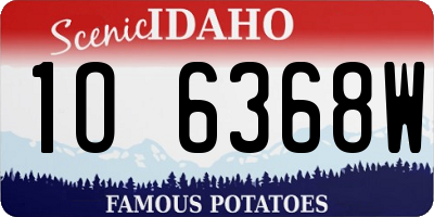ID license plate 1O6368W