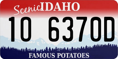 ID license plate 1O6370D