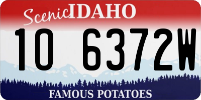 ID license plate 1O6372W