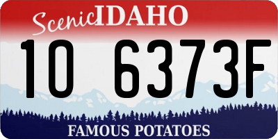 ID license plate 1O6373F