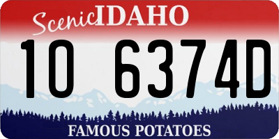 ID license plate 1O6374D