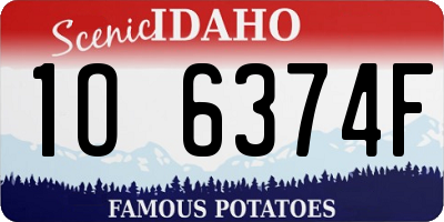 ID license plate 1O6374F