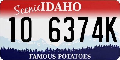 ID license plate 1O6374K