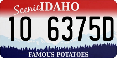 ID license plate 1O6375D