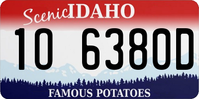 ID license plate 1O6380D