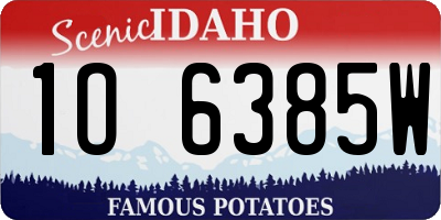 ID license plate 1O6385W