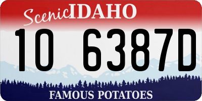 ID license plate 1O6387D