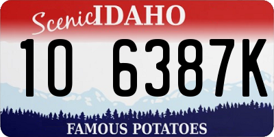 ID license plate 1O6387K