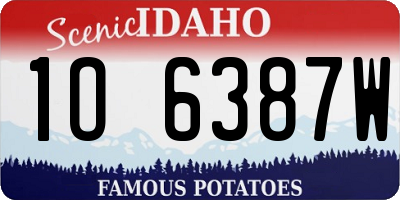 ID license plate 1O6387W