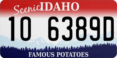 ID license plate 1O6389D