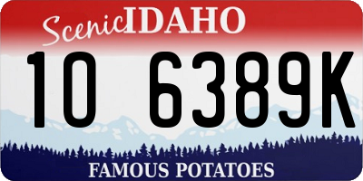 ID license plate 1O6389K