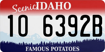 ID license plate 1O6392B