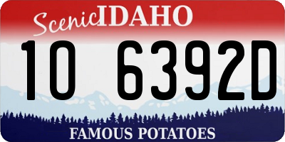 ID license plate 1O6392D