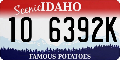 ID license plate 1O6392K