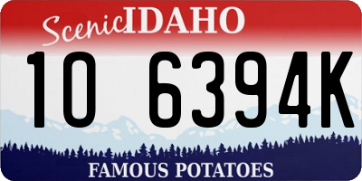 ID license plate 1O6394K