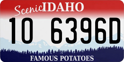 ID license plate 1O6396D