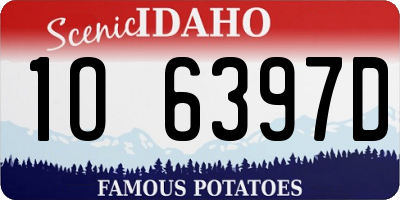 ID license plate 1O6397D