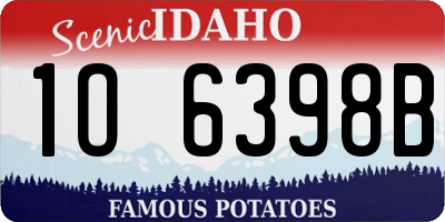 ID license plate 1O6398B