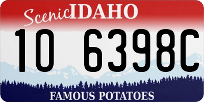 ID license plate 1O6398C