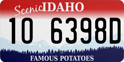 ID license plate 1O6398D