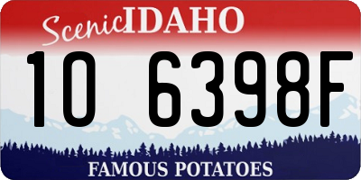 ID license plate 1O6398F