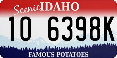 ID license plate 1O6398K