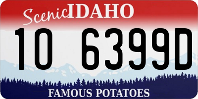 ID license plate 1O6399D