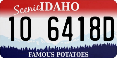ID license plate 1O6418D