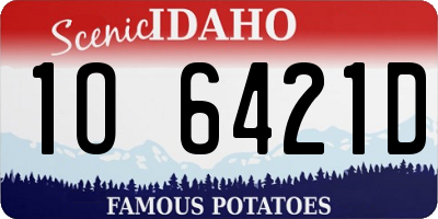 ID license plate 1O6421D
