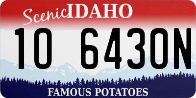 ID license plate 1O6430N