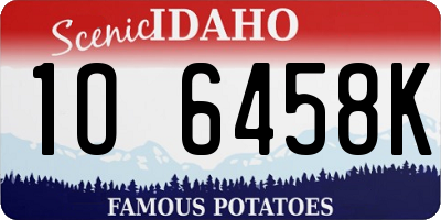 ID license plate 1O6458K