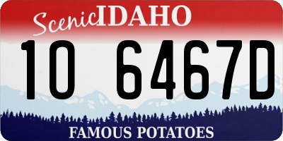 ID license plate 1O6467D
