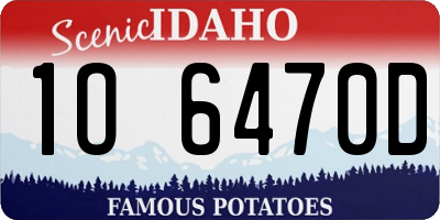 ID license plate 1O6470D
