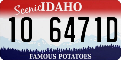 ID license plate 1O6471D