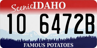 ID license plate 1O6472B