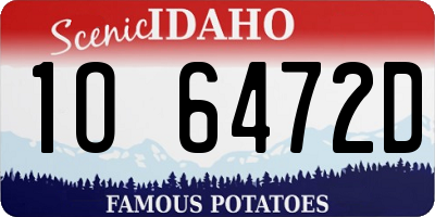 ID license plate 1O6472D