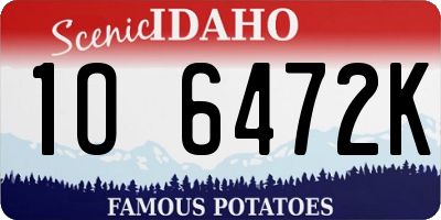 ID license plate 1O6472K