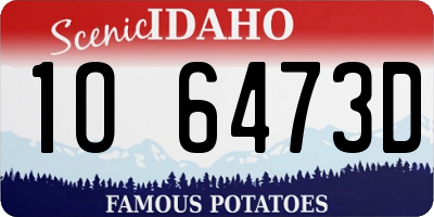 ID license plate 1O6473D