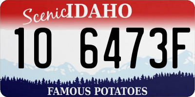 ID license plate 1O6473F