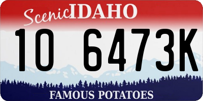 ID license plate 1O6473K