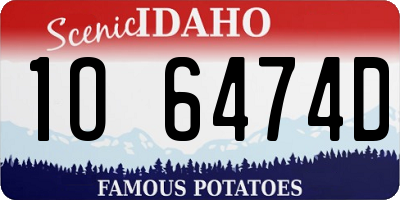 ID license plate 1O6474D